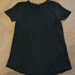 Dance & Marvel Women’s Black Short-sleeve Shirt with Holes throughout